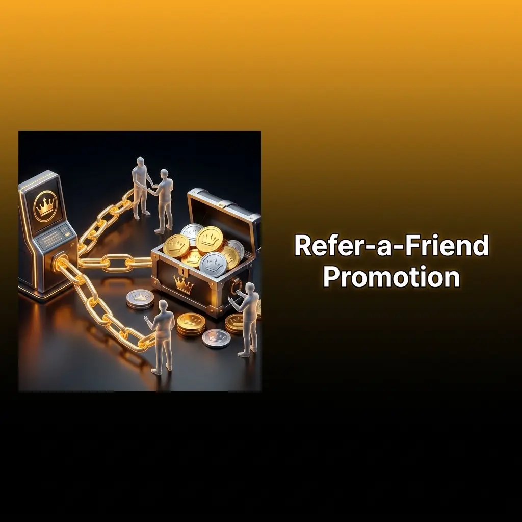 Crown Coins Casino Refer-a-Friend promotion rewarding players with bonus coins for successful referrals