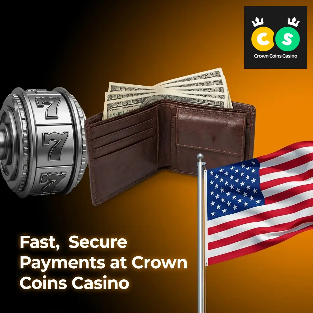 Crown Coins Casino payment methods including Apple Pay, Visa, Mastercard, Amex, and Discover for US players