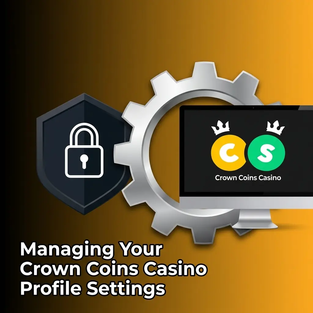 Crown Coins Casino profile settings panel showing account management options for personal details, password, and notifications
